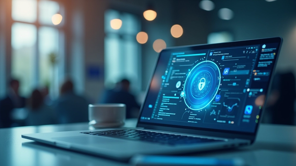 Nowoczesne urządzenia techniczne z symbolami bezpieczeństwa cybernetycznego